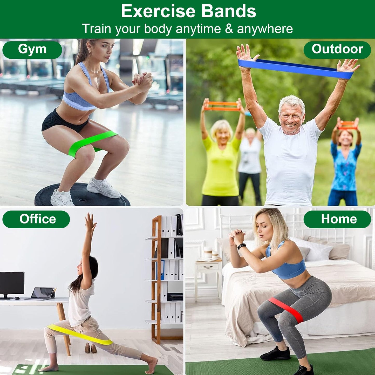 Resistance Bands Set for Men and Women, 5 Pack Exercise Bands with Different Resistance Levels, Long Elastic Workout Bands for Home Gym, Strength Training, Stretching, Yoga, Pilates, Rehab