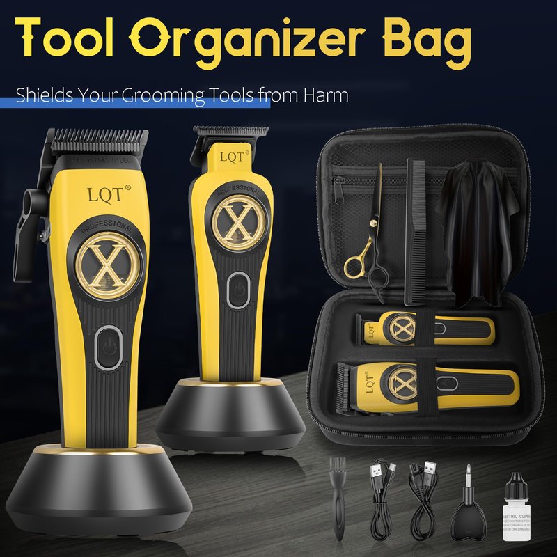 LQT Professional Hair Clippers for Men Rechargeable - 9000 RPM Cordless Barber Clippers Set with Trimmer, Case & Powerful Motor for Home & Salon Hair CuttingIdeal Gift for Father's Day