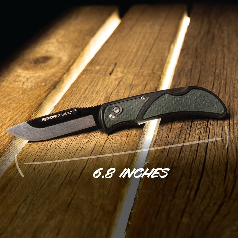 OUTDOOR EDGE 3.0" RazorLite EDC - Replaceable Blade EDC Folding Knife with Pocket Clip and One Hand Opening for Everyday Carry (Gray, 4 Blades)