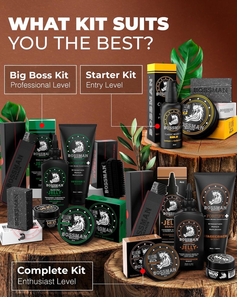 Bossman Relaxing Beard Balm - Tamer, Thickener, Relaxer and Softener Cream and Beard Care Product - Made in USA (Vetiver X Scent)