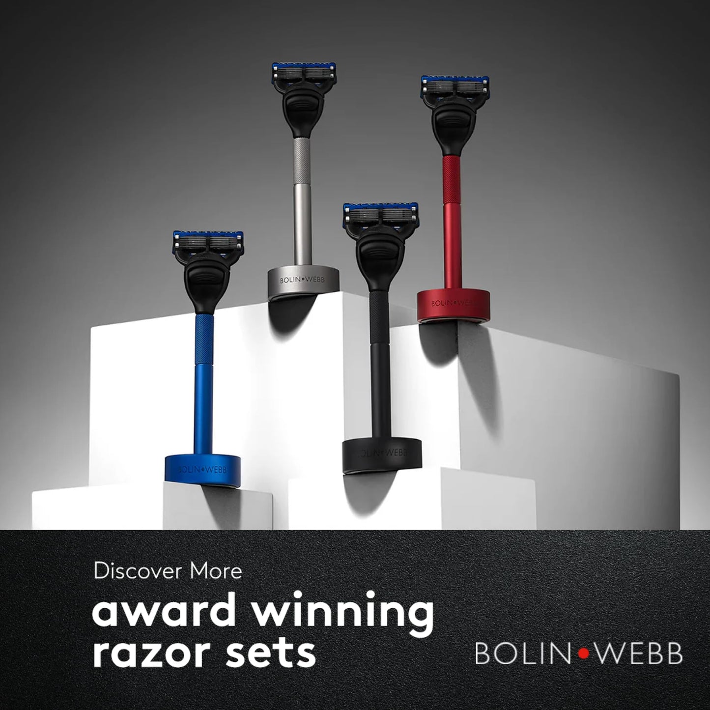 Bolin Webb Generation Razor & Stand - Luxury Razors for Men with Gillette Fusion 5 Blades, Premium Aluminum Shaving Razor for Smooth, Comfortable Shave, Ideal Gift & Daily Grooming Set (Graphite)