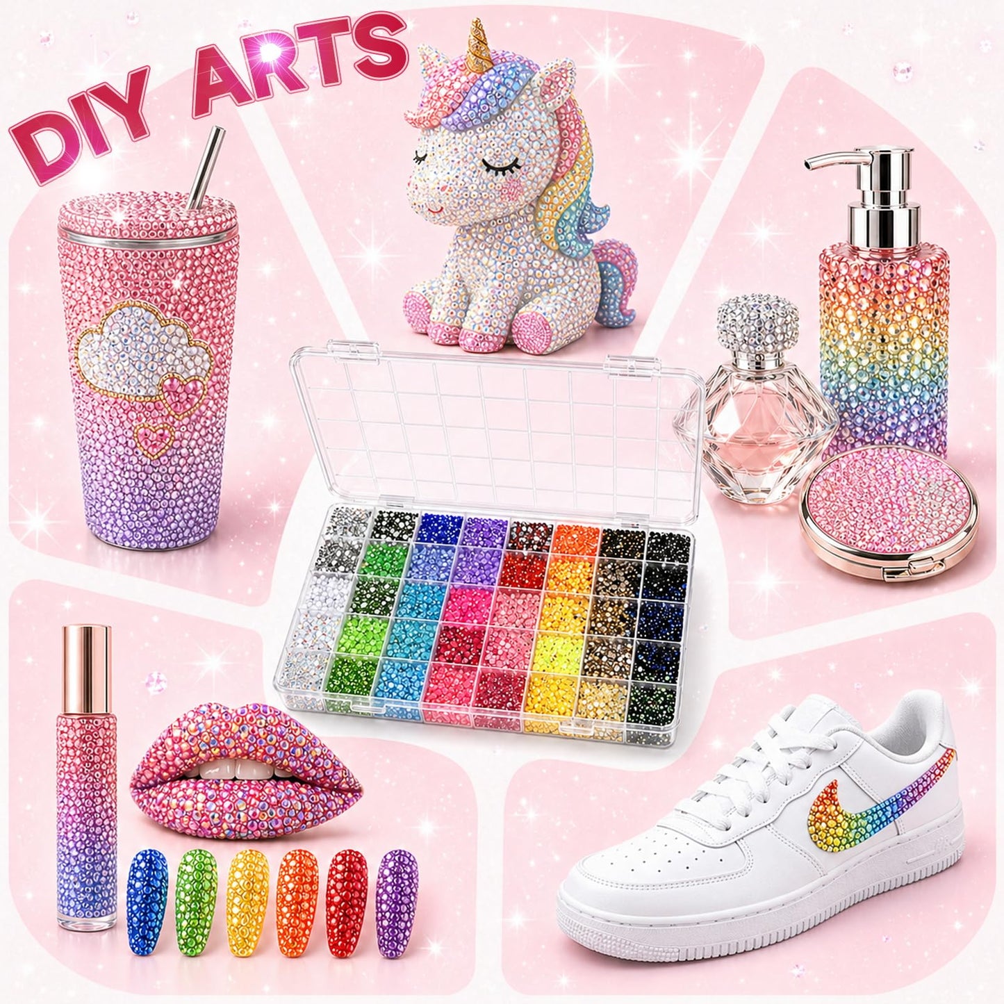 40000 Pcs 40 Colors Bedazzling Kit with Rhinestones, Resin Jelly Rhinestones for Bedazzled Kits, Multicolor Gem Bedazzler Kit for Crafting, DIY Arts, Nail Art, Shoe, Book