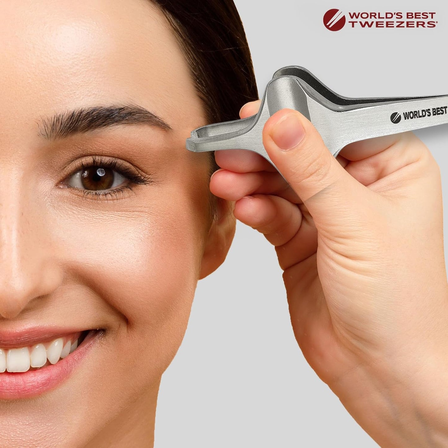 Diamond Butterfly Tweezers - Precision Slant Tip Eyebrow & Facial Hair Removal Tool | Wide Grip Silver Stainless Steel