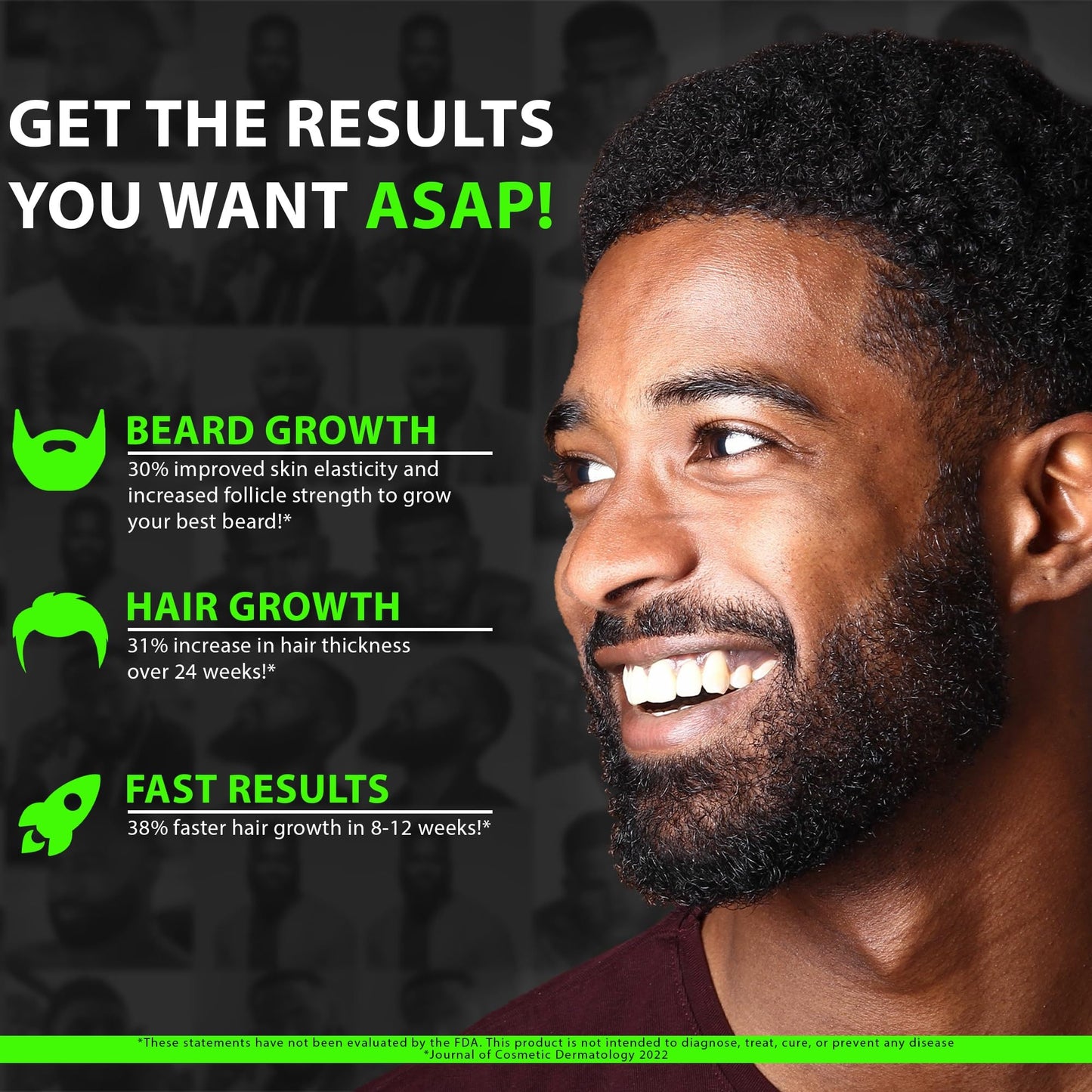 Beard Growth Kit w/ 2X Thickening Biotin Beard Balm & Mustache Wax + 6X Liquid Biotin with Collagen Peptides for Facial Hair Growth - Formulated in America