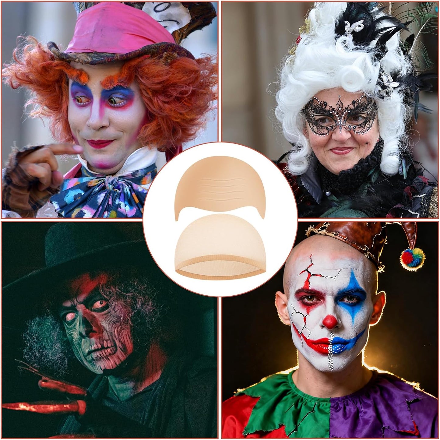 Latex Bald Cap Set - Adult Bald Cap & Nylon Wig Caps for Halloween, Cosplay & Costume Parties