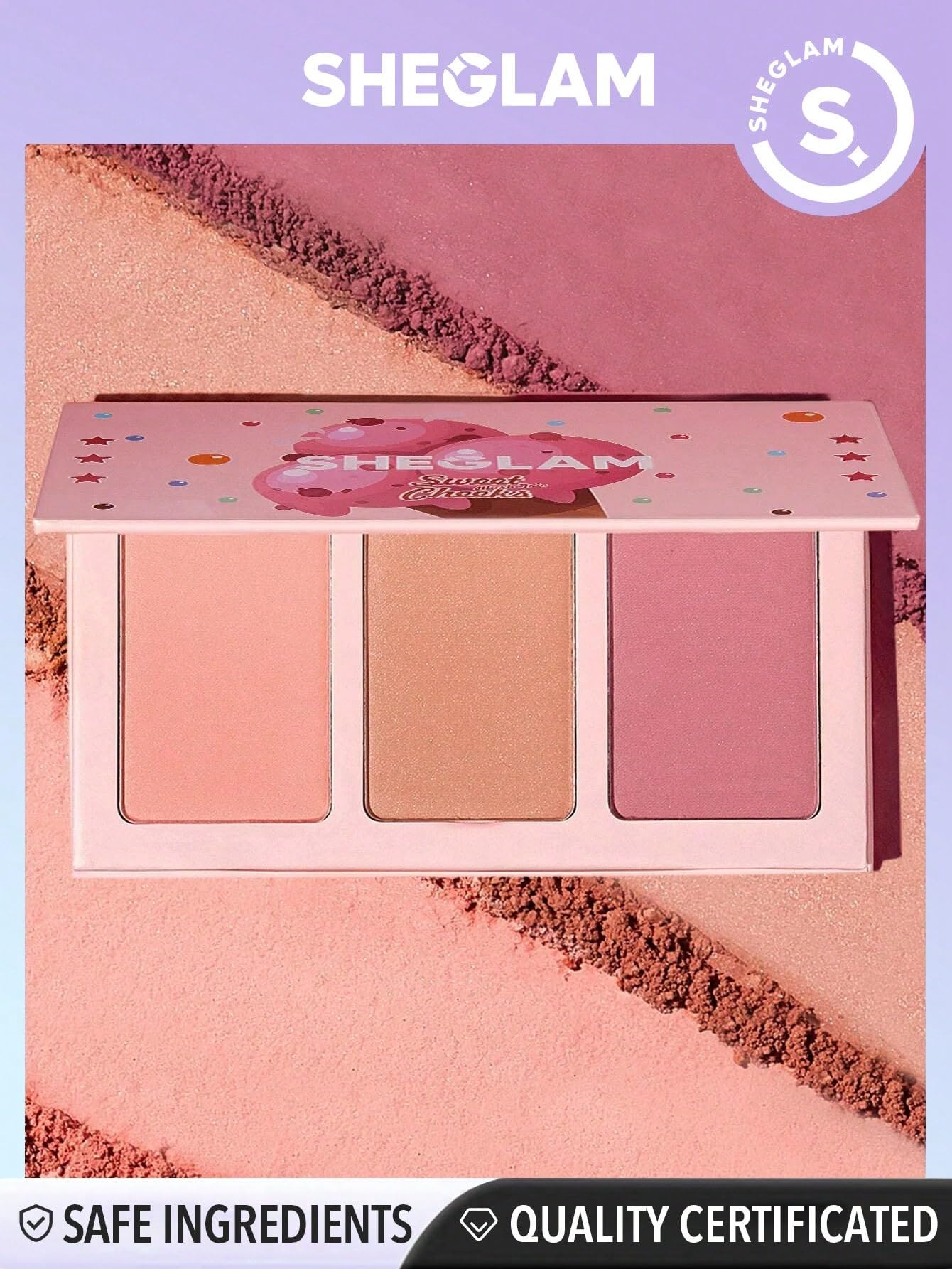 SHEGLAM Sweet Cheeks Blush Trio Blush Powder Silk High Pigment Blush for Cheek-Enamored
