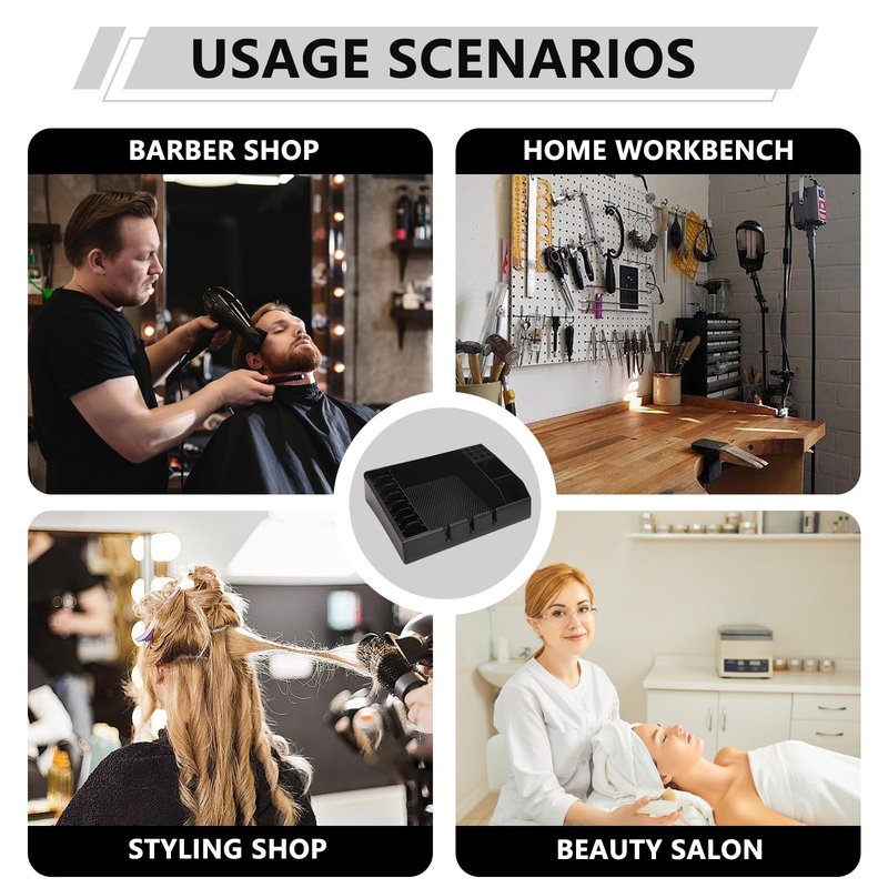 Professional Barber Tray Station – Multi-Functional Hair Clipper & Trimmer Holder with Detachable Design, Non-Slip Base (12.87" x 8.9")