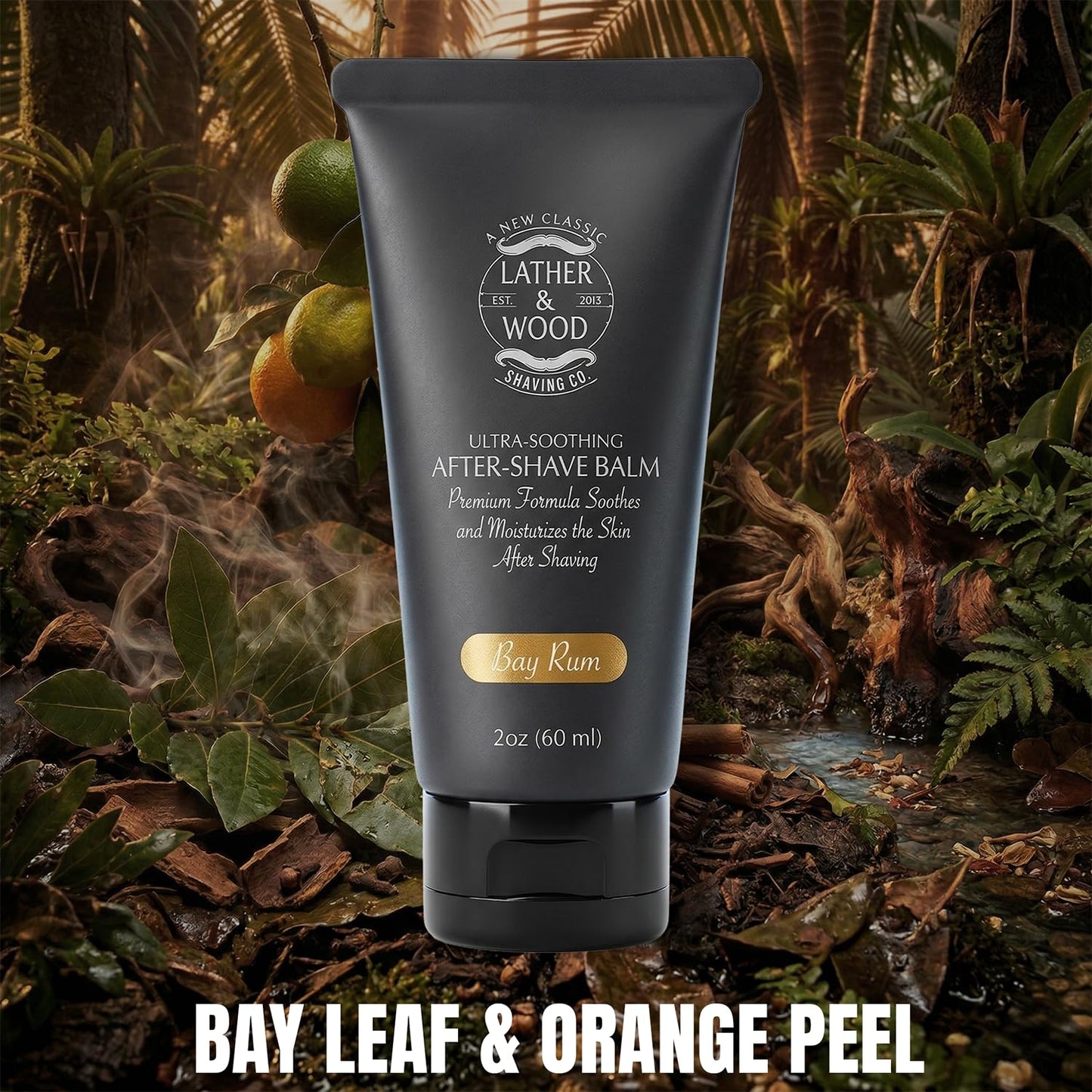 Lather & Wood Aftershave Balm - Aftershave Lotion for Men with a Classic Bay Rum Scent