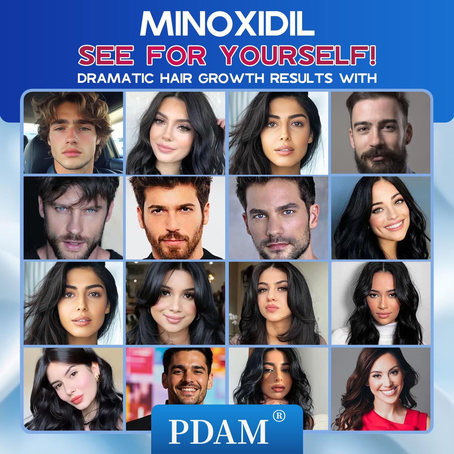 PDAM 5% Minoxidil for Men and Women Foam – Clinically Proven Regrowth for Thinning Hair, Topical Hair Loss Treatment, Extra Strength Foam for Thicker, Fuller Hair, 4-Month Supply (4 x 2.11 oz)