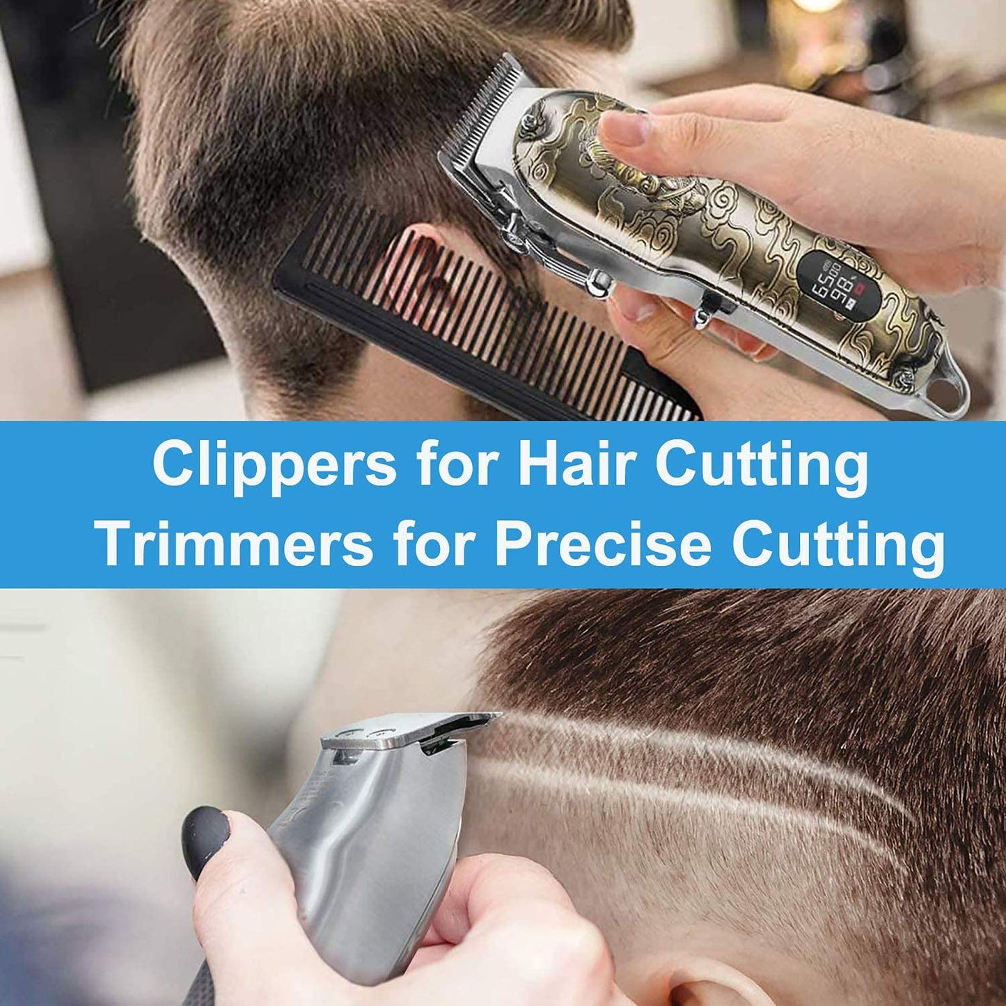 Hair Clippers and Trimmers Set, Suttik Barber Clippers Professional Set, Beard Trimmer for Men, Cordless Ornate Clippers for Men with T-Blade Close Cutting Trimmer, LED Display