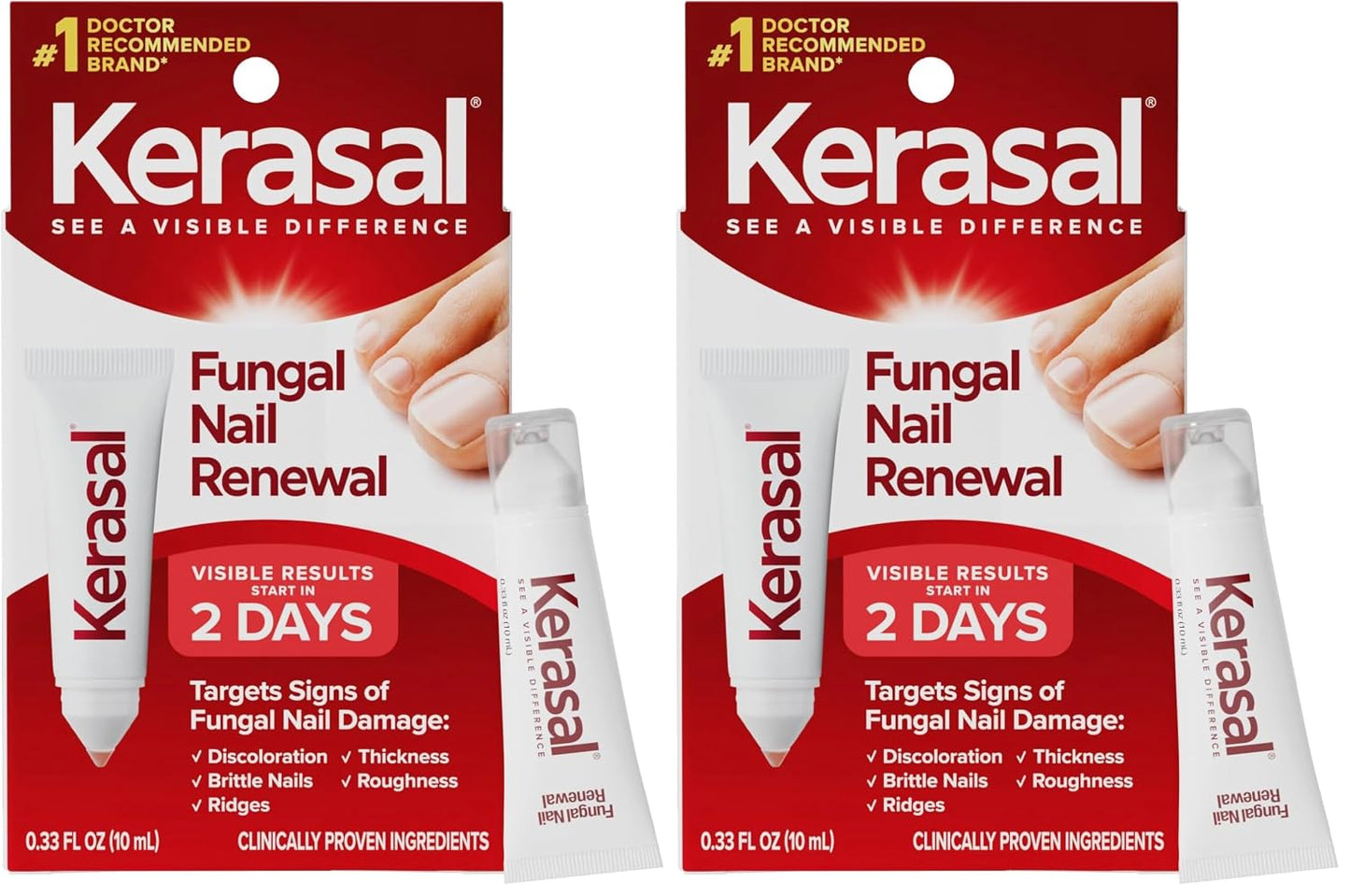 Kerasal Nail Care Brush - Restore & Repair Damaged Nails, Smooth Uneven Texture | 0.43 fl oz, 2 Applicators