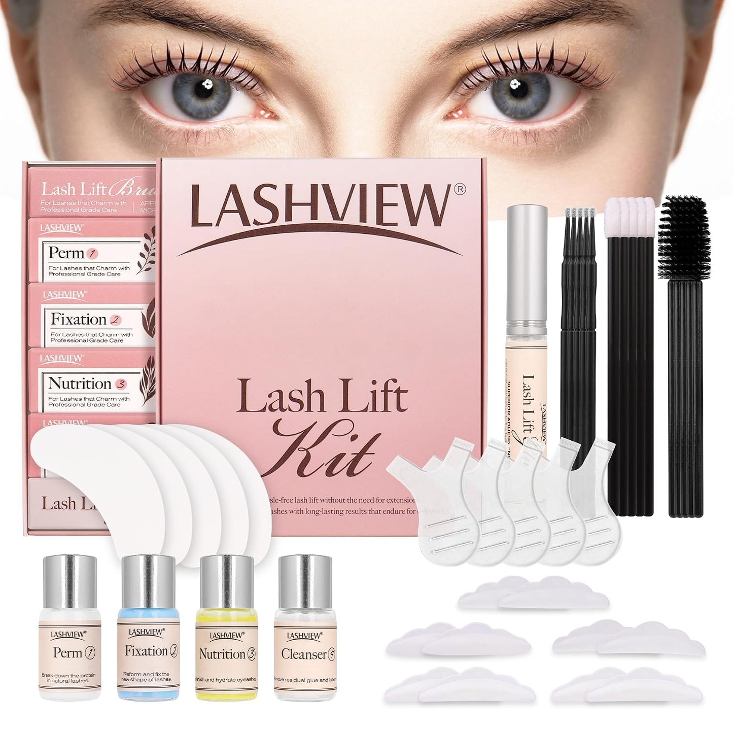 Lashview Lash Lift Kit - Professional Semi-Permanent Eyelash Curling Set | 5 Applications