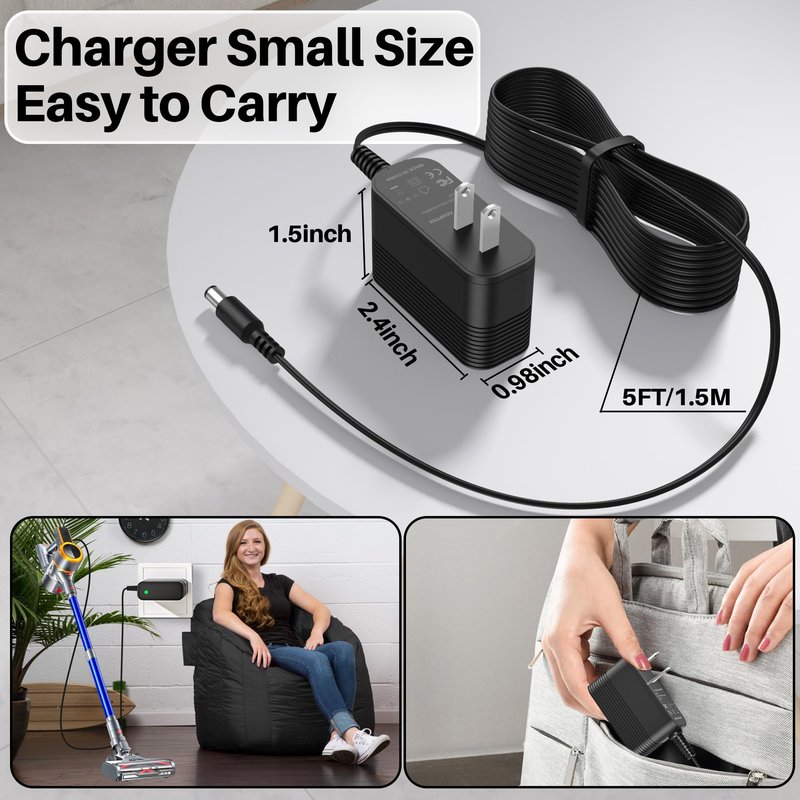 31V Charger for Powerffy A17 V8 25.9V Li-ion Battery Cordless Stick Vacuum Cleaner DC 31Volt Power Cord for CHEBIO 16 Pro for AOLOKO A10 Handheld Vacuum Cleaner Charger Replacement