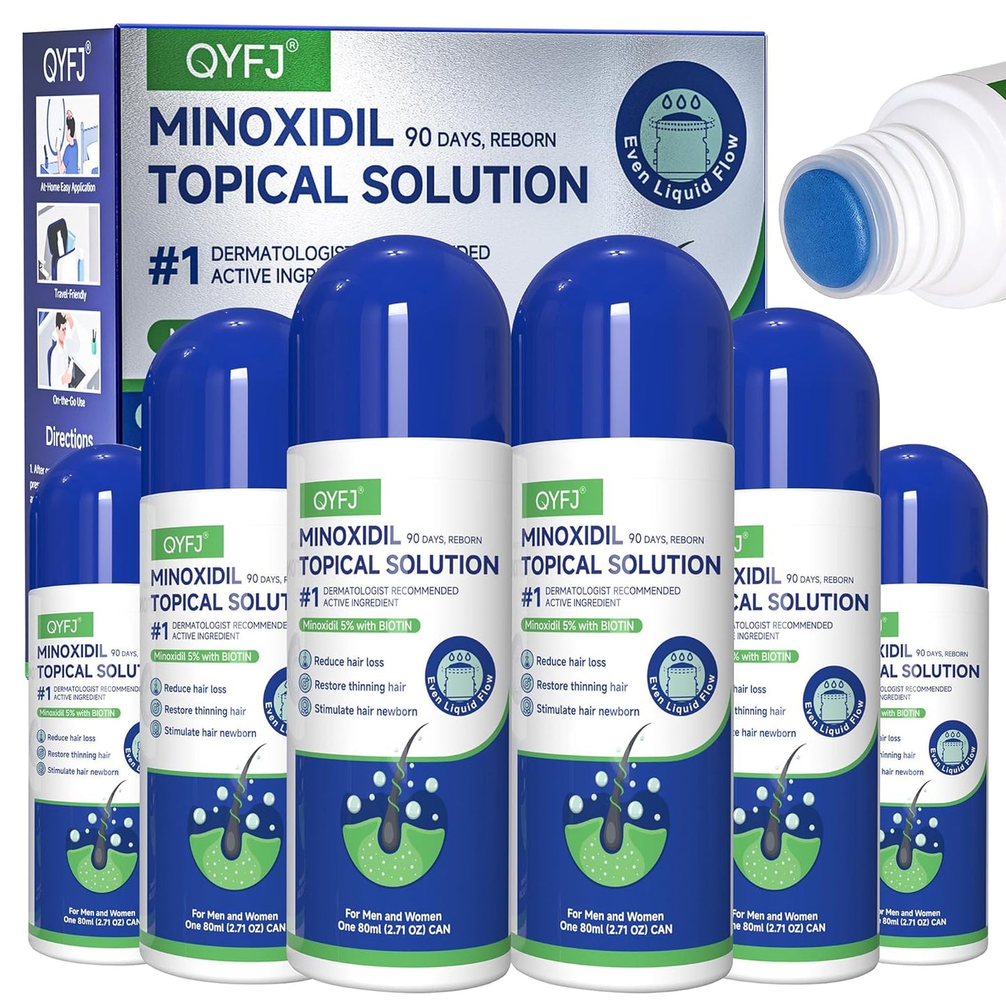 Minoxidil Hair Growth Serum for Men & Women - Biotin-Infused | 3 Pack, 4-Month Supply, 2.7 FL OZ Each