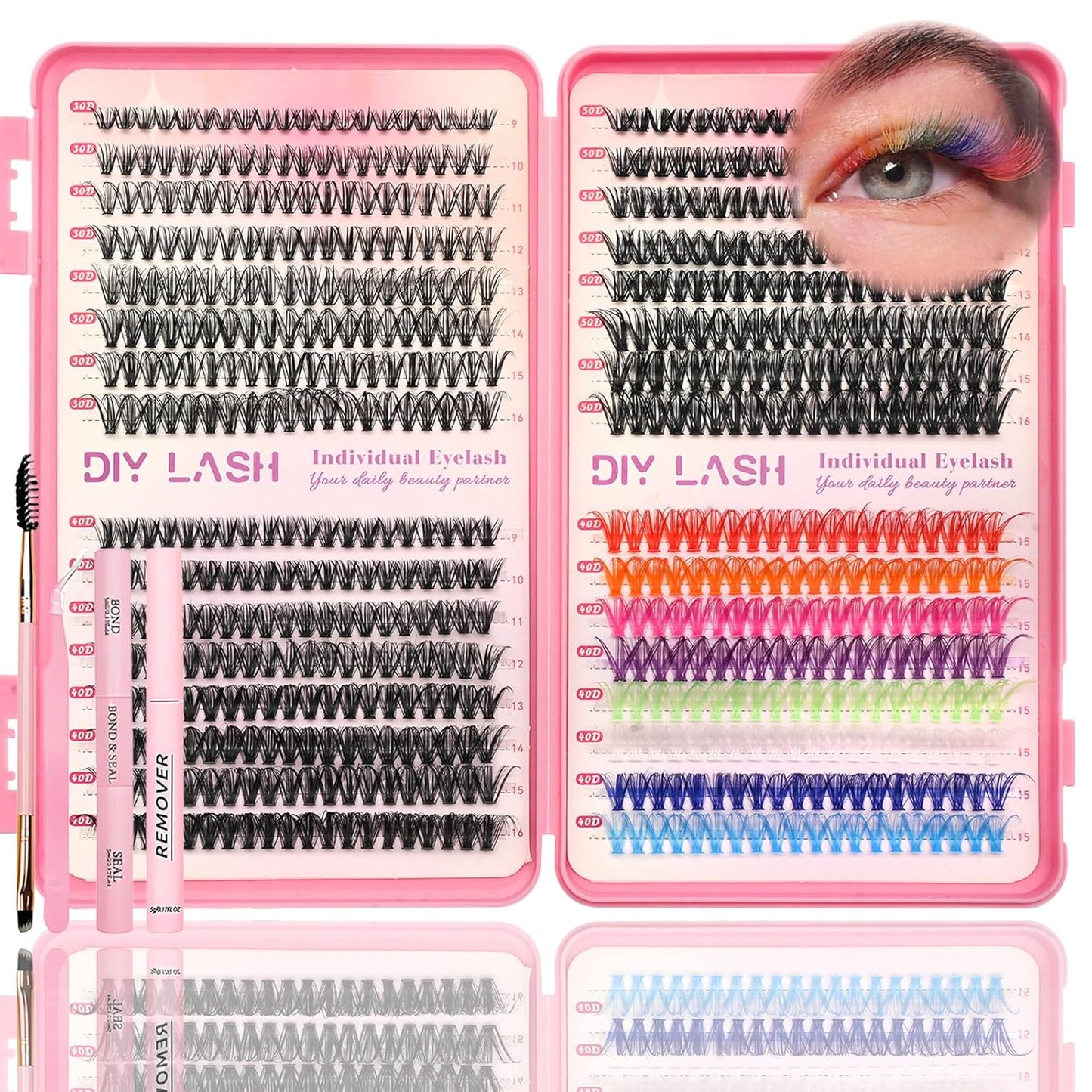 Eyelash Clusters Kit - 560 Pcs Fluffy D Curl Individual Lash Extensions | 9-16mm Length