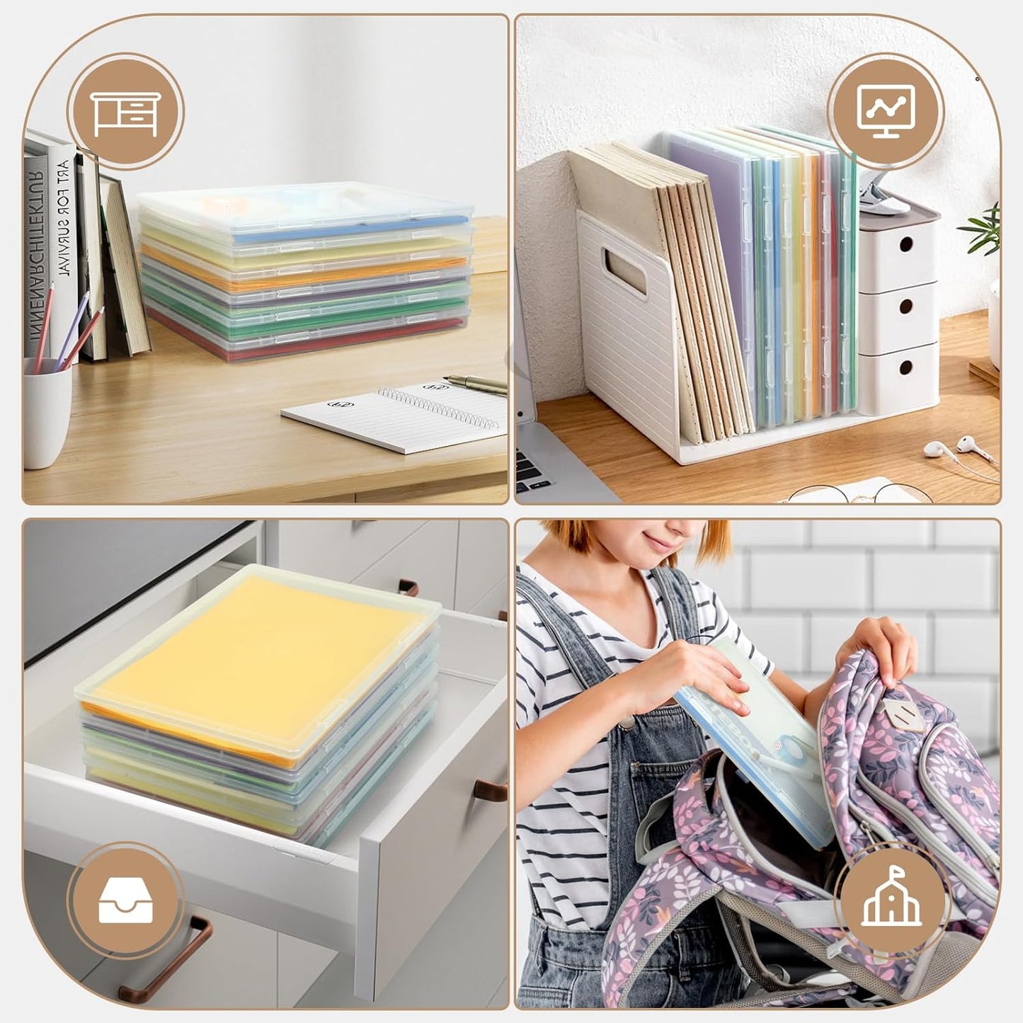 Photo Storage Box - 6 Pack Plastic Organizer for 8x10 Photos | Snap-Tight Latches, Clear Craft Case