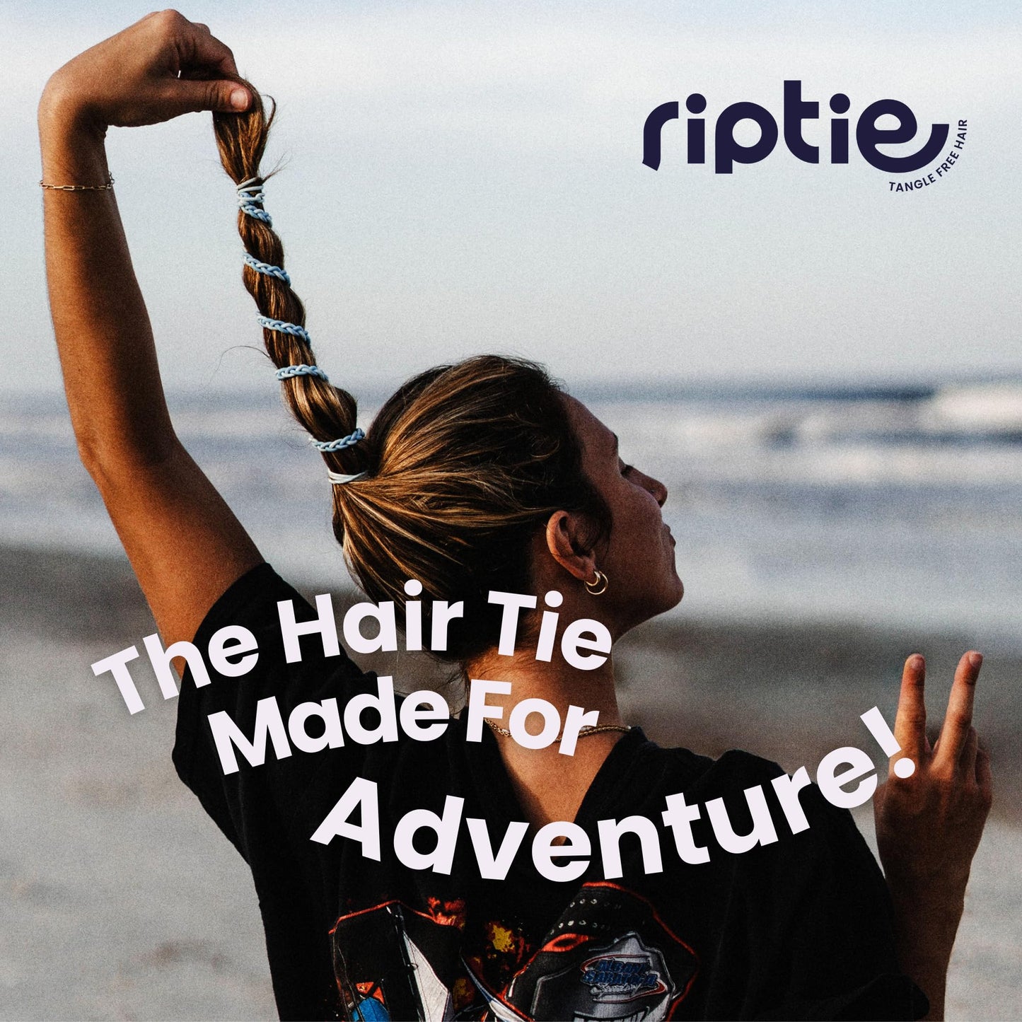 Rip Tie Soft Tangle-Free Hair Tie for Women, Nylon Hair Elastic, Colorful Hair Accessory - As Seen on Shark Tank - 1pc Sunset (Regular)