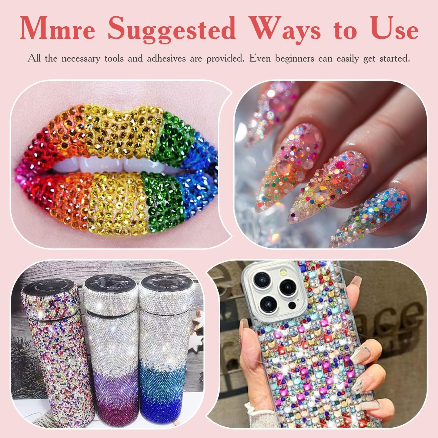 80000Pcs Bedazzling Kit with 4mm Rhinestones, 42 Colors Resin Flatback Nail Rhinestones, Bedazzler Kit with 3 B7000 Glue, Tweezers & Pen, Gems for Crafts, Clothes, Tumblers, Nail Art