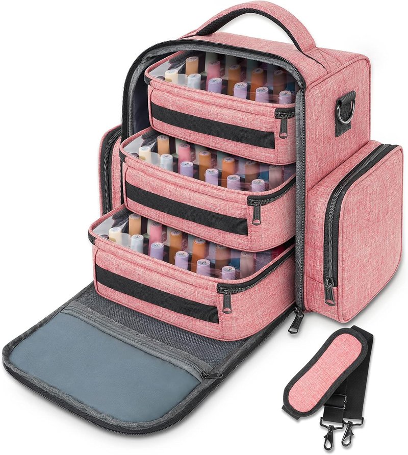 Nail Polish Organizer - Holds 72 Bottles | Large Carrying Case with 3 Removable Pouches & 4 Zippered Pockets for Manicure Tools