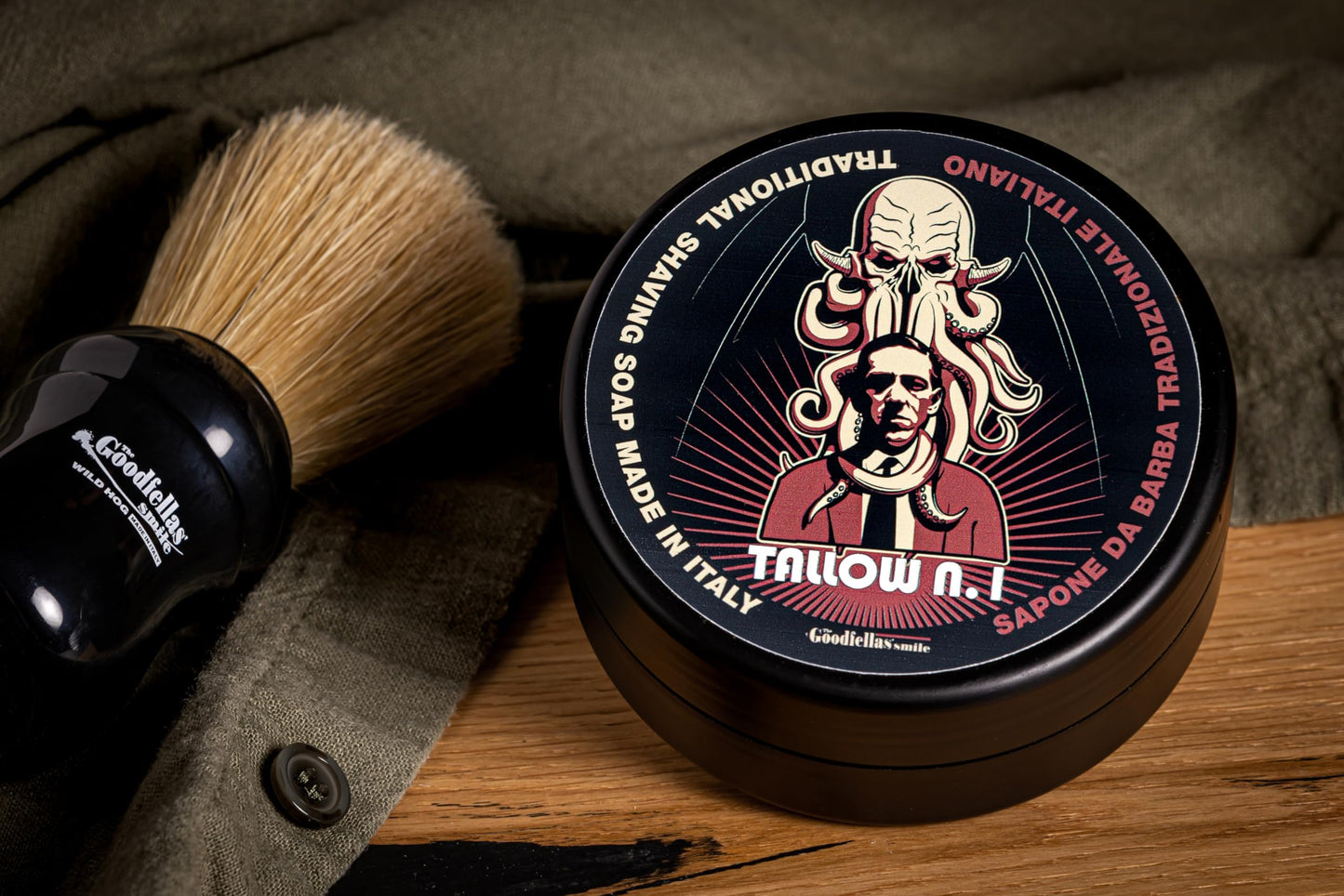 The Goodfellas’ Smile TALLOW N.1 (Floral & Wood) Italian Shaving Soap – Rich Tallow Croap for Thick Brush Lather, Wet Shaving & Classic Grooming Rituals