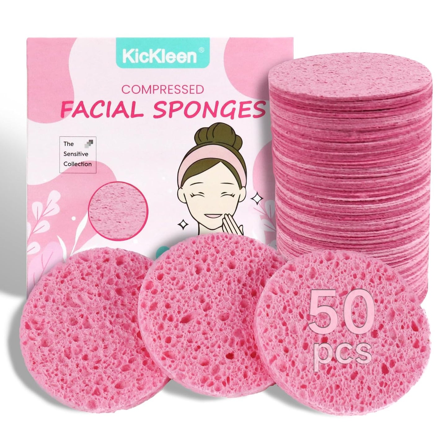 Compressed Facial Sponges - 100% Natural Cellulose Spa Sponges for Daily Cleansing | Makeup Removal & Exfoliation (60 Count, Yellow)