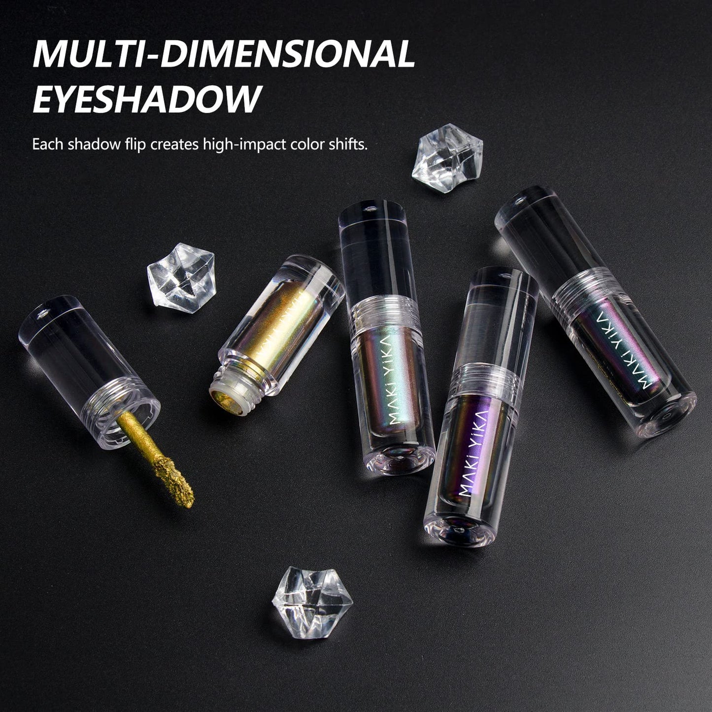 MAKI YIKA Chameleon Liquid Eyeshadow,Metallic Eyeshadow Liquid Intense MultiColor Shifting, Sparkling,Multichrome Eye Shadow Glitter High Pigment Longer-Lasting With No Creasing,Quick-Drying Makeup