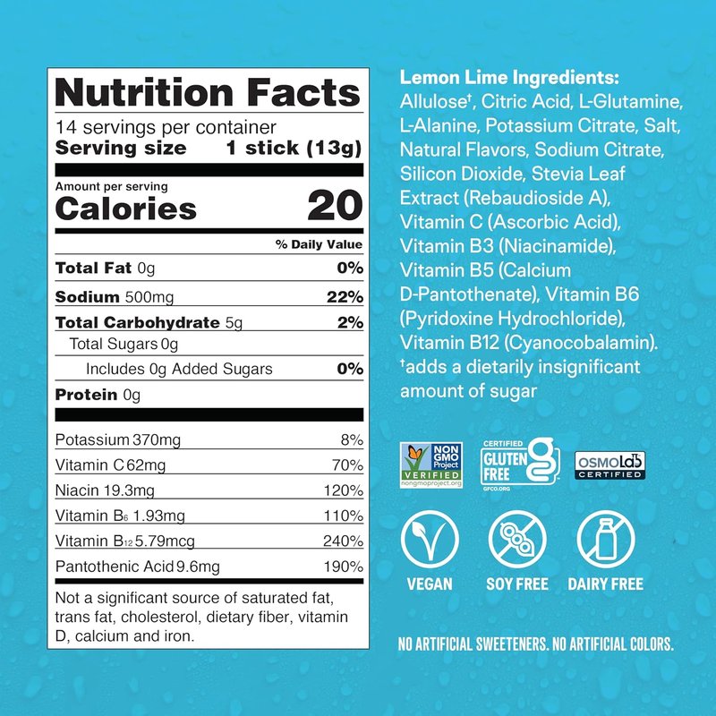 Liquid I.V. Hydration Multiplier - Sugar-Free Lemon Lime Electrolyte Powder | 14 Servings