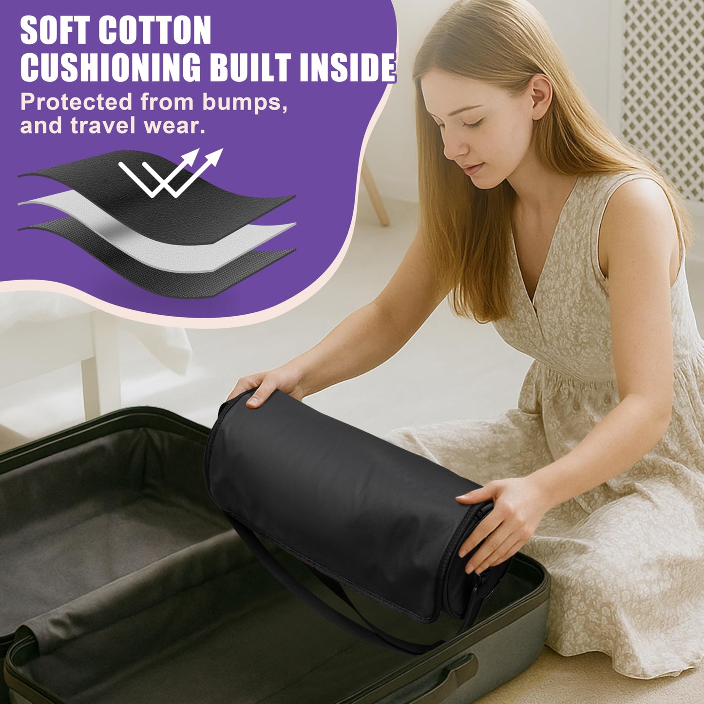 MIUONO Hair Tools Travel Bag, Hair Tool Organizer with Large Heat Resistant Mat, Hair Dryer Curling Iron Travel Case for Flat Irons, Straighteners and Haircare Accessories, Large