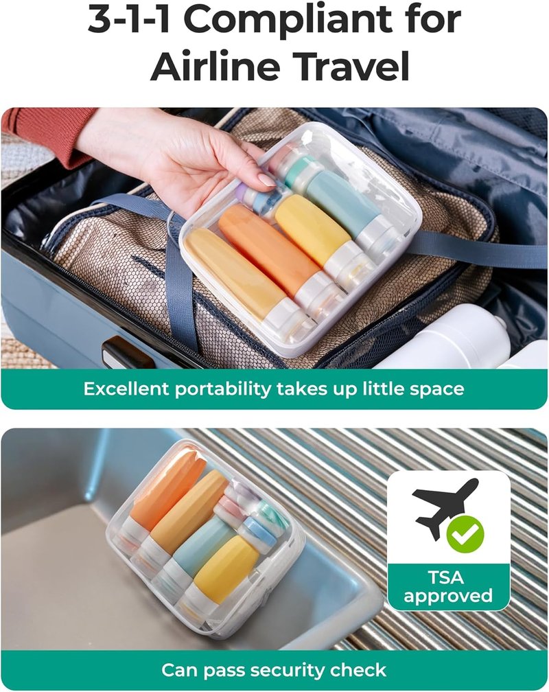 BAGSMART Travel Bottles - 18 Pack TSA Approved Leak-Proof Silicone Toiletry Containers | Purple