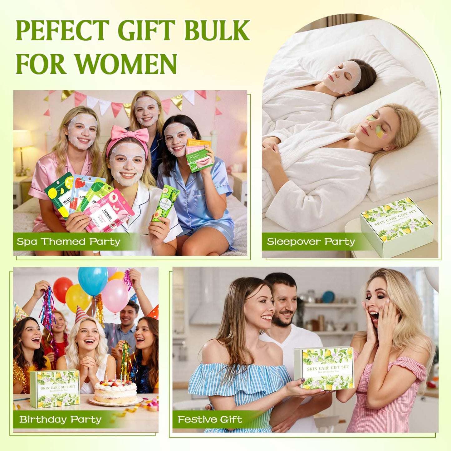 ZKONLY 48PCS Bulk Gifts, Spa Party Favors Supplies With Face Masks, Mini Hand Cream, Hair Clips, Lip Mask, Under Eye Patches and Hand Washing Soap Sheets For Party Favors,Group Gifts, Thank You Gifts