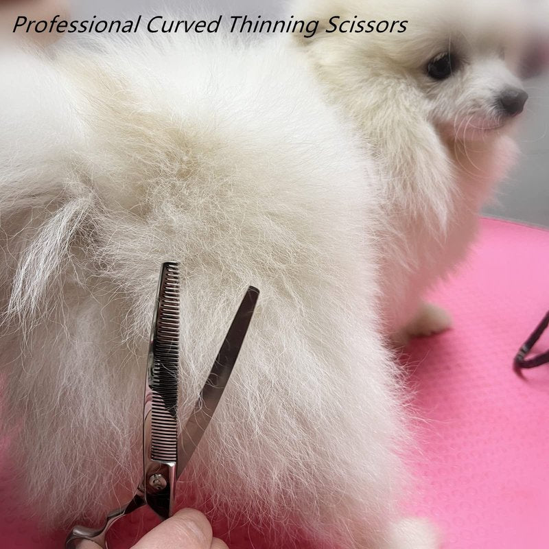 HASHIMOTO Curved Thinning Shears for Dogs,Curved Dog Thinning Shears for Grooming,Cat Curved Blender,50 Teeth,7.0 Inch,30% Thinning Rate,Light Weight.Designed for Pet Groomers or Family DIY Use.