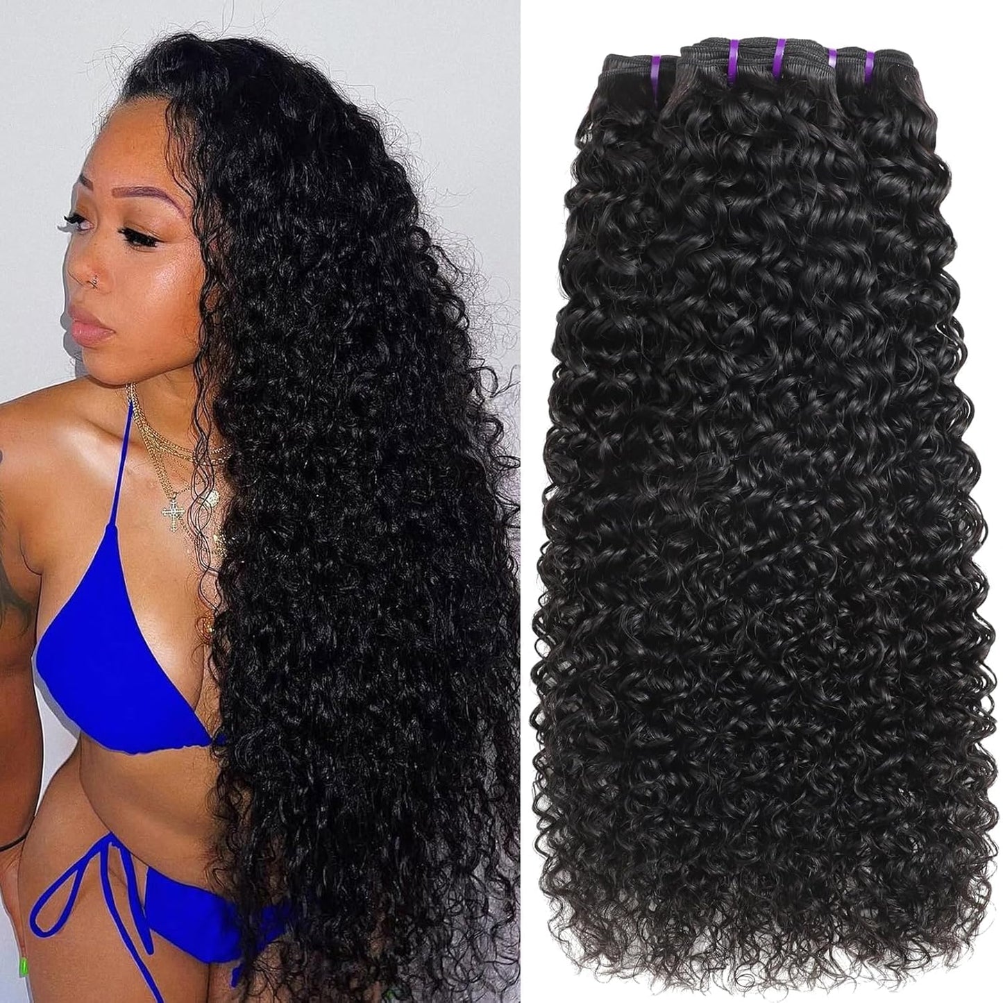 Burmese Curly Hair Bundles - 100% Unprocessed Virgin Remy Hair | 20, 22, 24 Inch Natural Color Extensions for Women