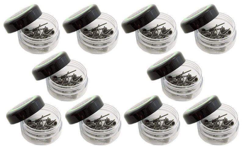 EX ELECTRONIX EXPRESS 100 Pack Pre-Built Clapton Coil Wires for D.I.Y. Projects (Packaged in 10 Plastic Jars with Lids, 10 Coils Per Jar)