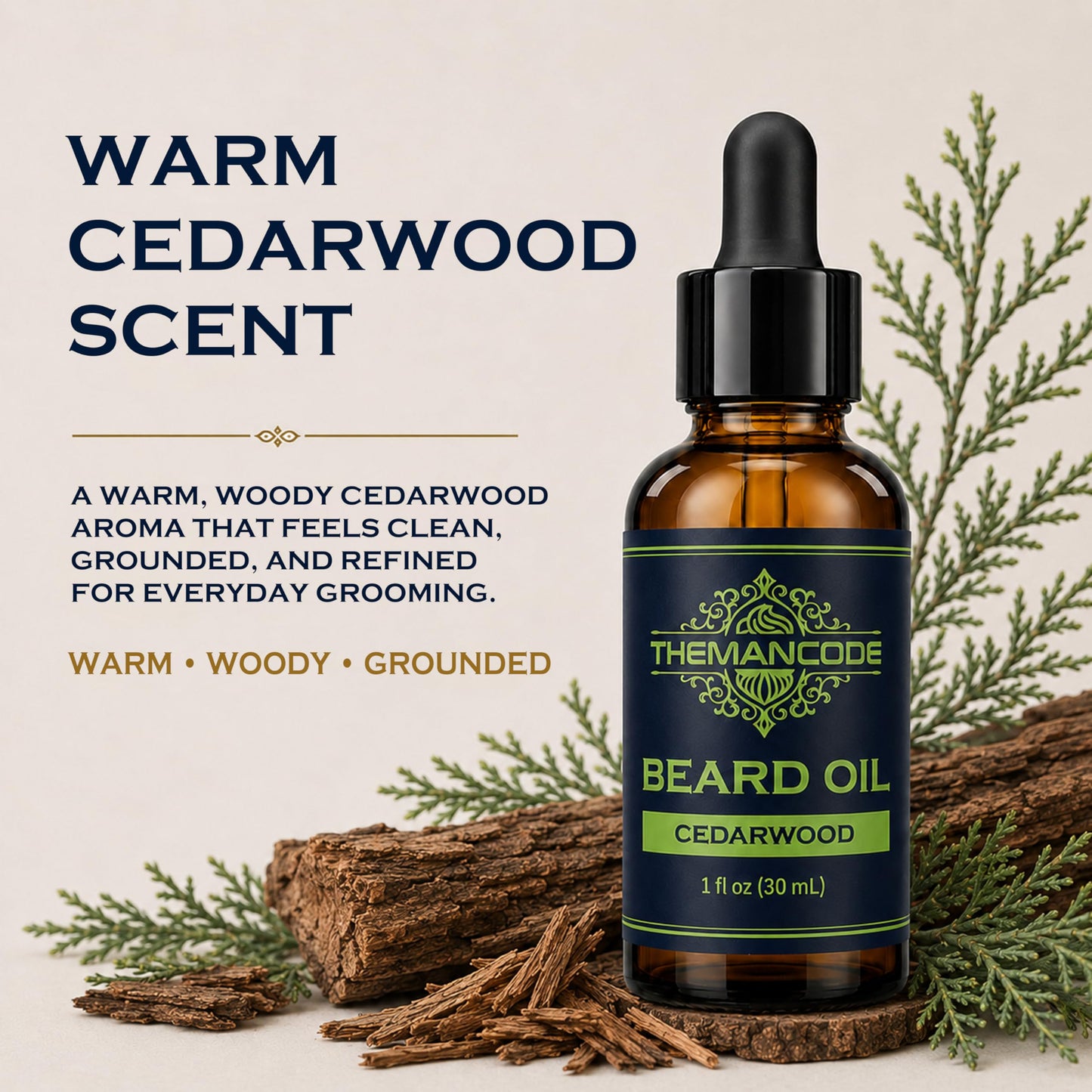 THEMANCODE Beard Oil for Men, Cedar, Beard Conditioner with Natural Jojoba & Grapeseed Oils, Softens, Strengthens and Moisturizes, Father Day Gifts