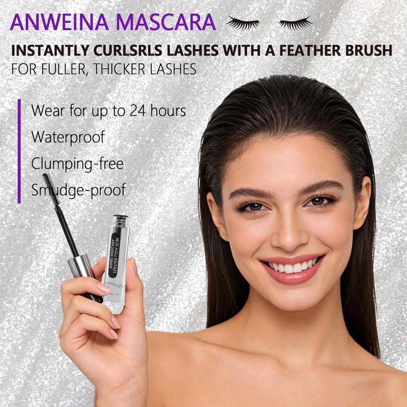 Iron Wand Mascara - 3D Curling Eyelash Mascara for Natural Length & Volume | Long-Lasting, Smudge-Proof (Black)