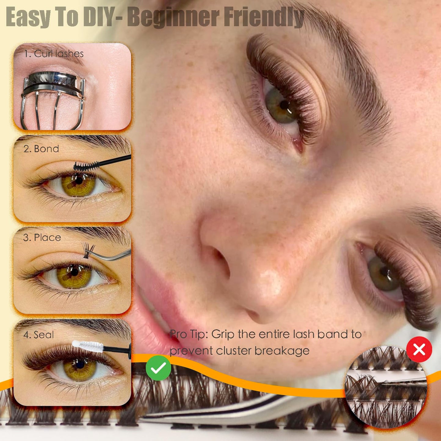TEESTOU Dark Brown Lash Clusters 60D Medium Volume Brown Eyelash Clusters 10-16mm Wispy DIY Individual Lash Extensions D Curl for Everyday Wear 240pcs