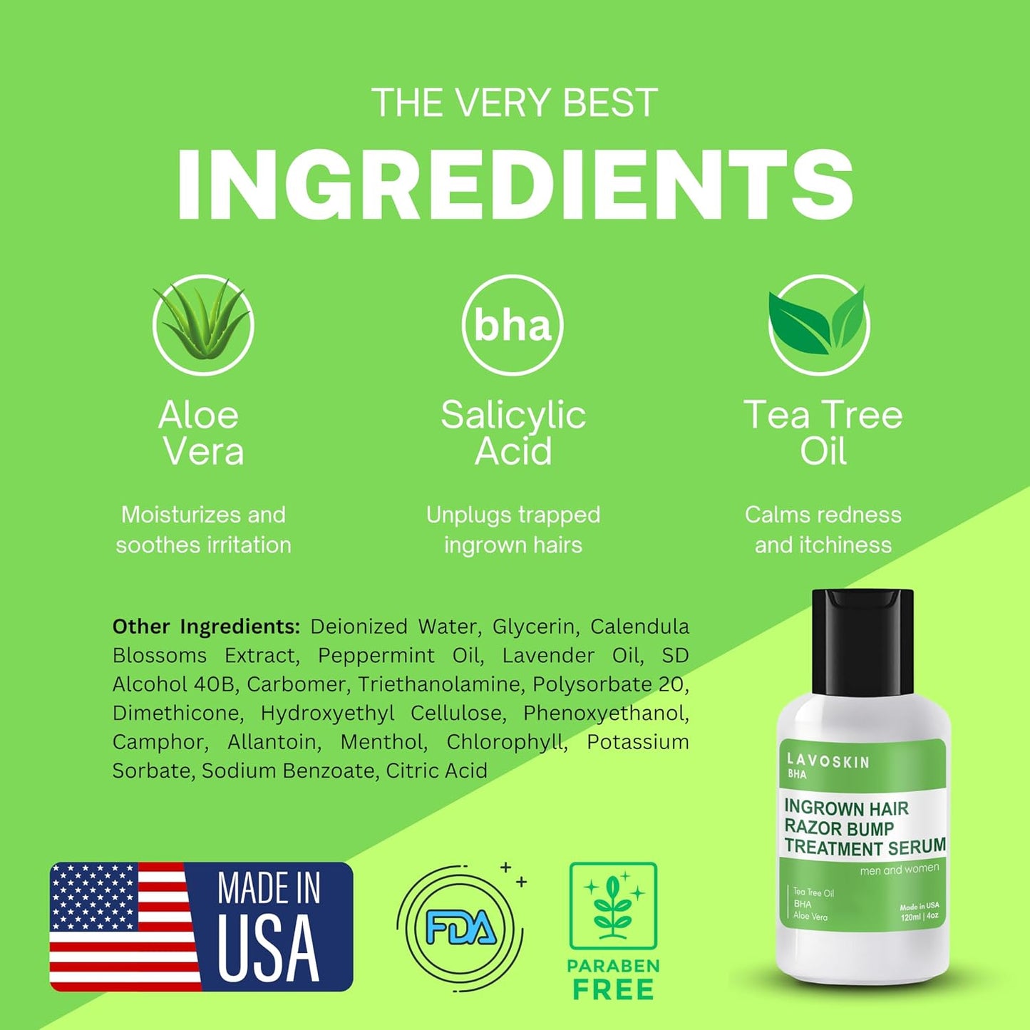 Ingrown Hair Treatment Gel - Salicylic Acid & Tea Tree Oil | Razor Bump Remover for Women