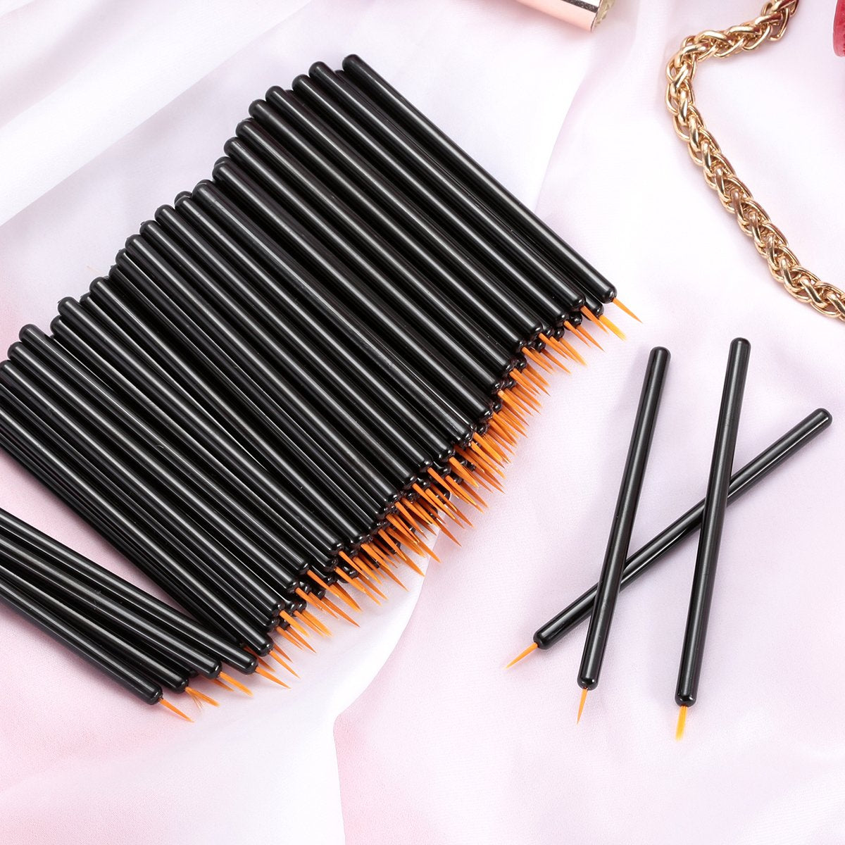 Eyeliner Brush Applicators - 100 Pack Ultra-Fine Point Disposable Eye Wands | Makeup Tool for Precision Application