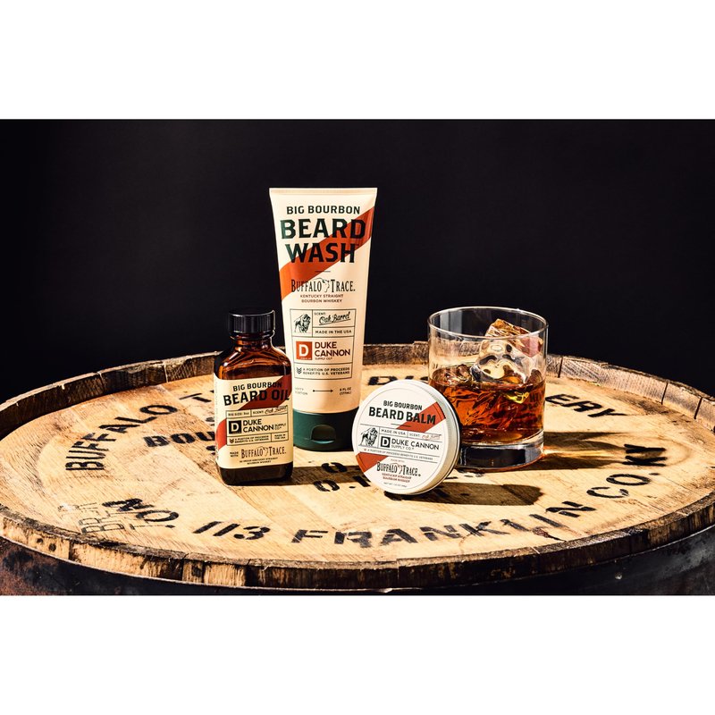 Duke Cannon Bourbon Grooming Bundle for Men – Bourbon Bar Soap, THICK Body Wash & Beard Wash, Oak Barrel Scent, 3-Pack