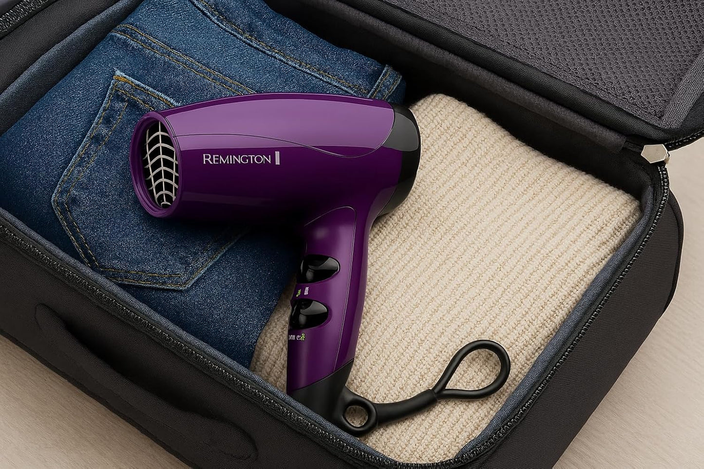 Remington Ionic Hair Dryer - 1875W Travel Blow Dryer with Anti-Frizz Technology | Lightweight & Portable, Purple