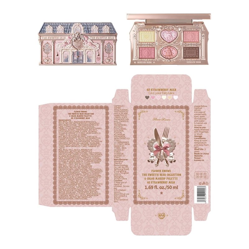 Sweetie Bear Makeup Palette - 6-Color Pink Face Palette with 4 Matte & 2 Shimmer Shades | Blendable & Smooth 0.23 Oz