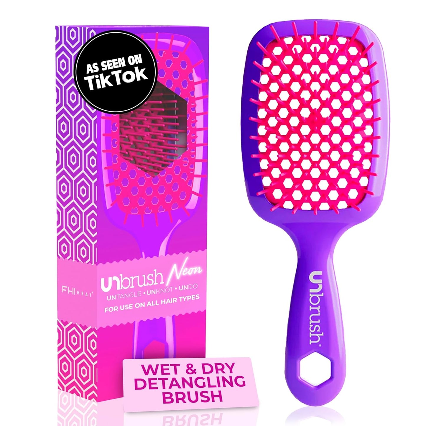 FHI Heat Detangling Brush - Pain-Free Brushing for All Hair Types | Durable DuoFlex Bristles, Lightweight Handle