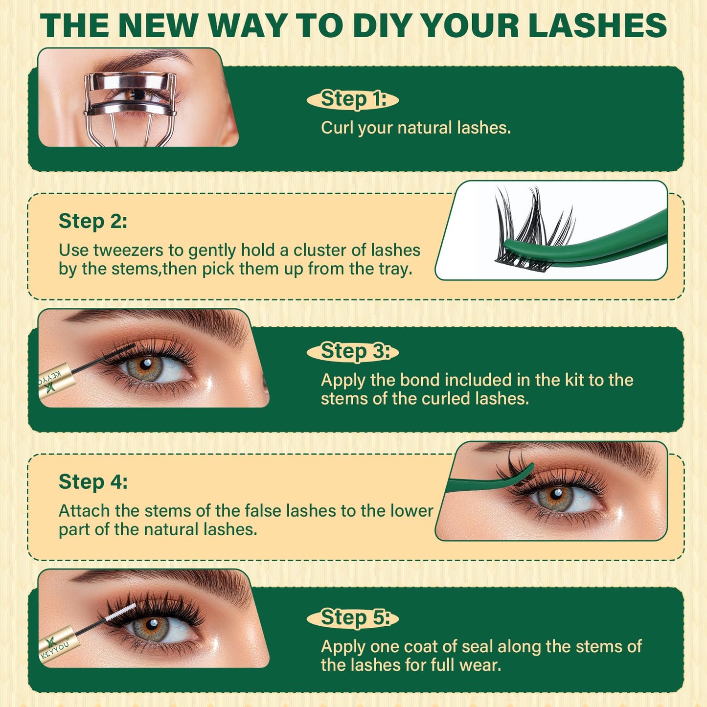 KEYYOU Lash Manga Lash Clusters 8-18mm Fairy Eyelash Clusters Natural DIY Lash Extension Wispy with Soft Thin Band(MG03)