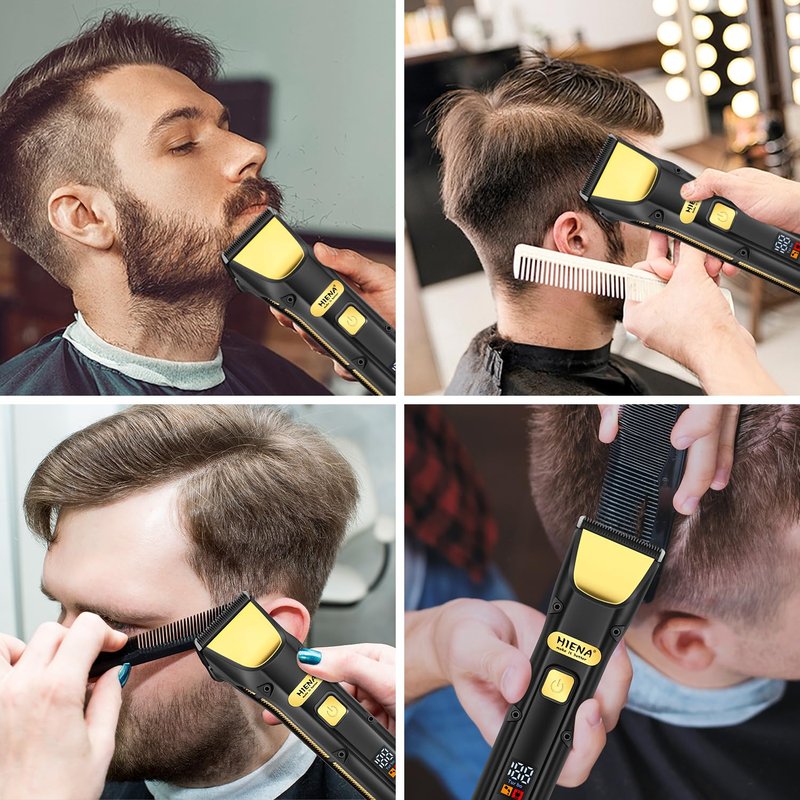 HIENA PRO Cordless Professional Hair Clippers for Men, Rechargeable Hair Cutting with LED Display, Electric Hair Clipper and Hair Trimmer, Gifts for Men