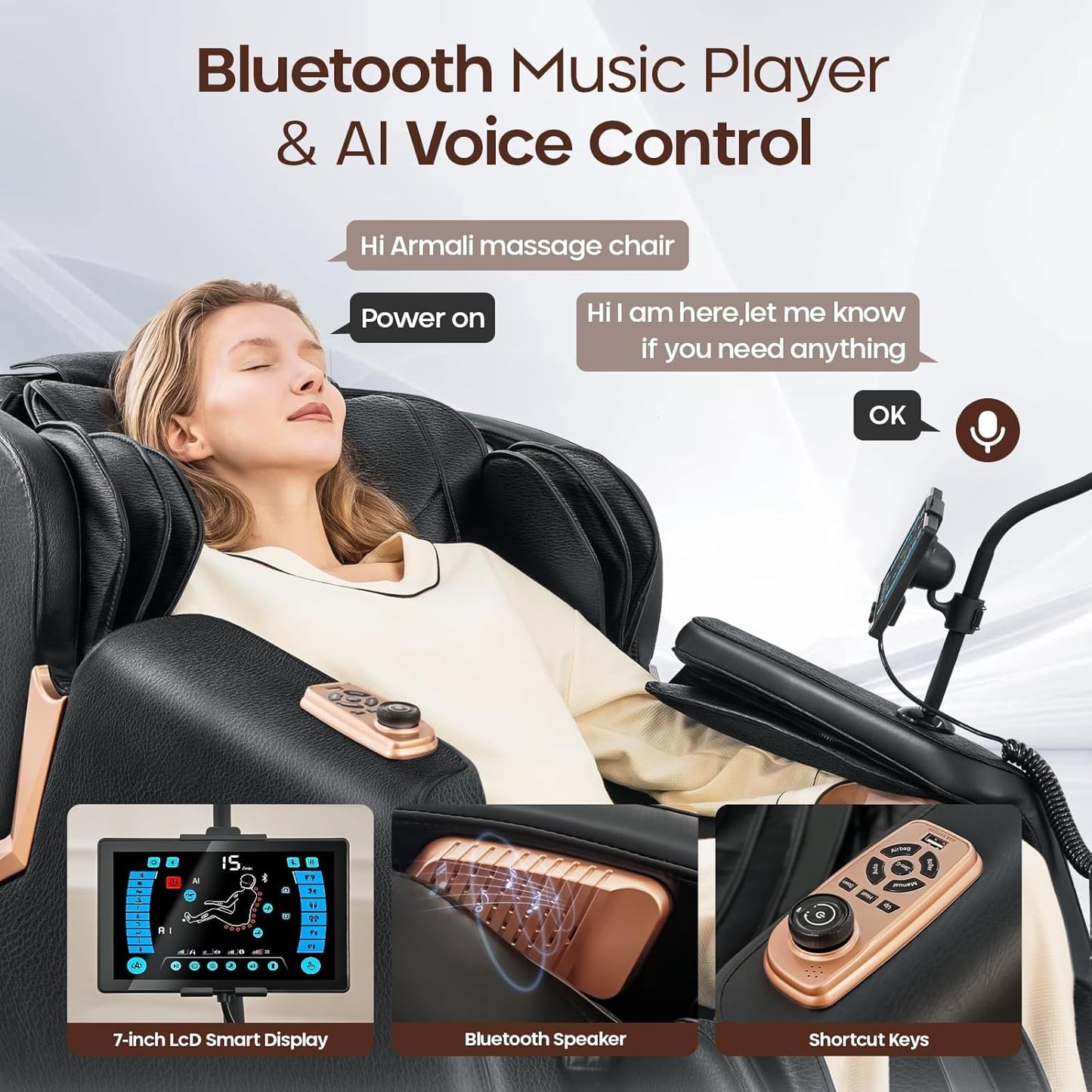 4D Massage Chair - Full Body Shiatsu with Zero Gravity & Core Heating | 53.5" SL Track, 22 Airbags, Smart Foot Rollers, Yoga Mode