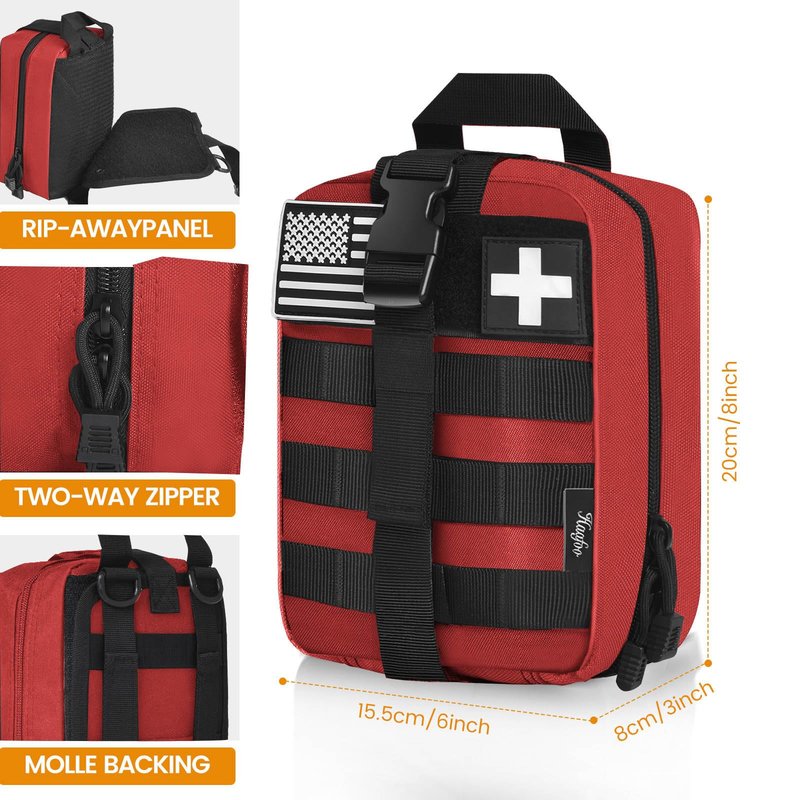 Haafoo Medical Molle Pouch Tactical - 1000D Nylon First Aid Pouch, Big Capacity EMT Pouch Utility, Heavy Duty Military Grade Rip-Away Ifak Pouch for Home and Outdoor Activities(Bag Only