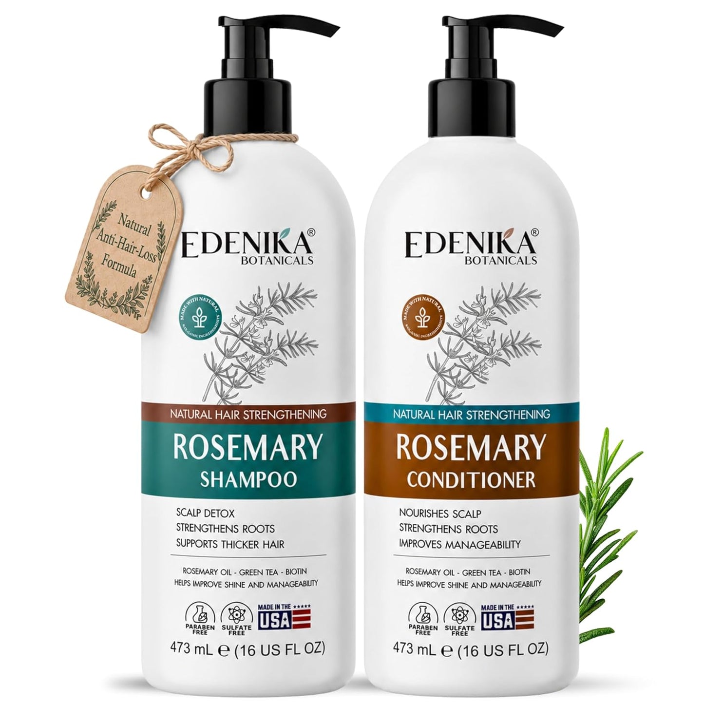 Rosemary Oil Shampoo - Biotin Formula for Thinning Hair | Sulfate-Free, Organic, 16 fl oz