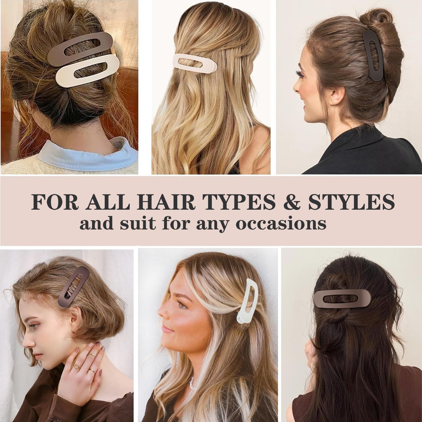5 Pcs Flat Hair Clips, Medium Lay Flat Claw Clips for Women Girls,Strong Hold Non-slip Matte Hair Claws for Thick Thin Hair(Classic)