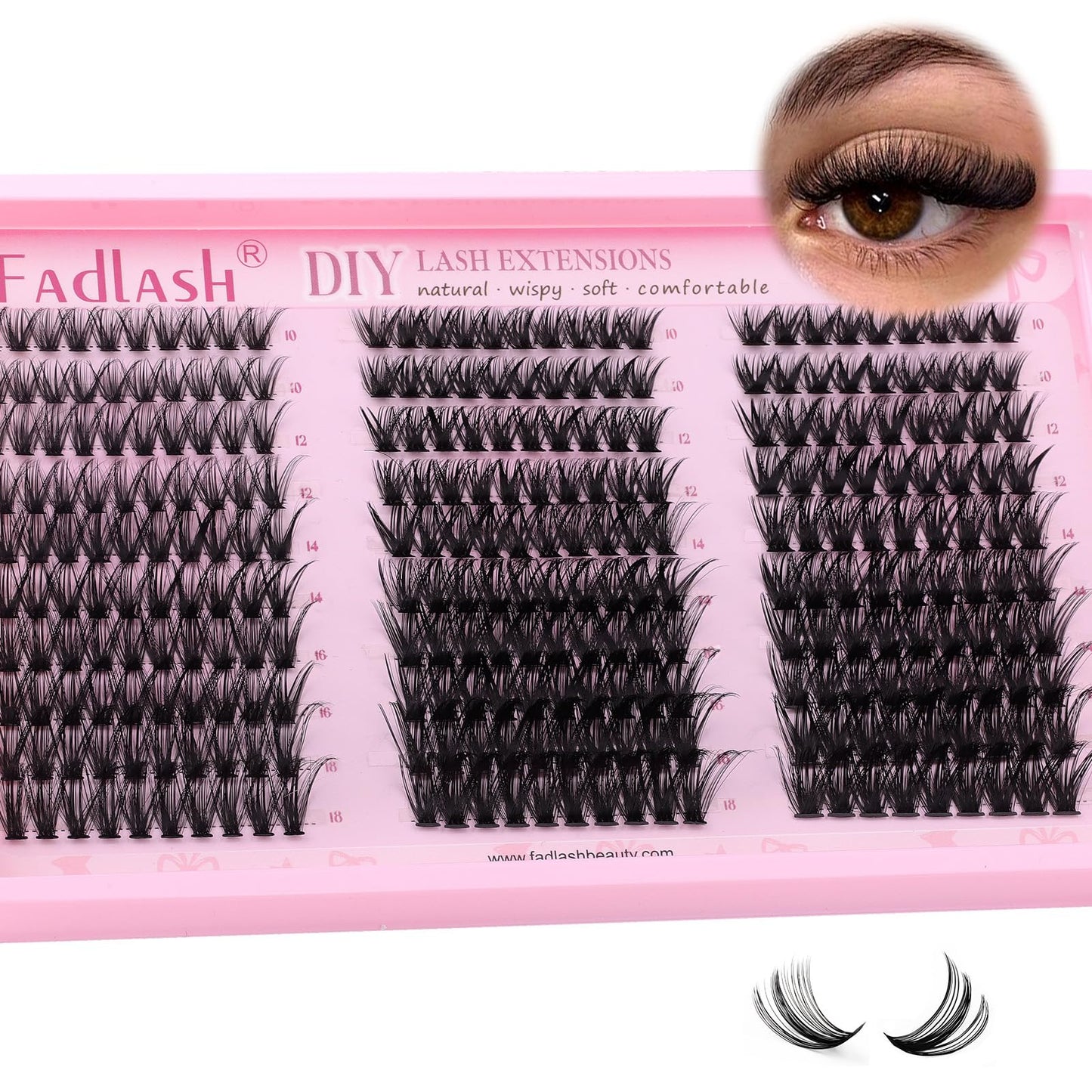 Eyelash Clusters Fluffy Lash Clusters 30D+40D+50D with Soft Thin Band D Curl DIY Cluster Eyelash Extensions 10-18mm Natural Wispy Individual Lashes for Beginners at Home by FADLASH (30D+40D+50D)