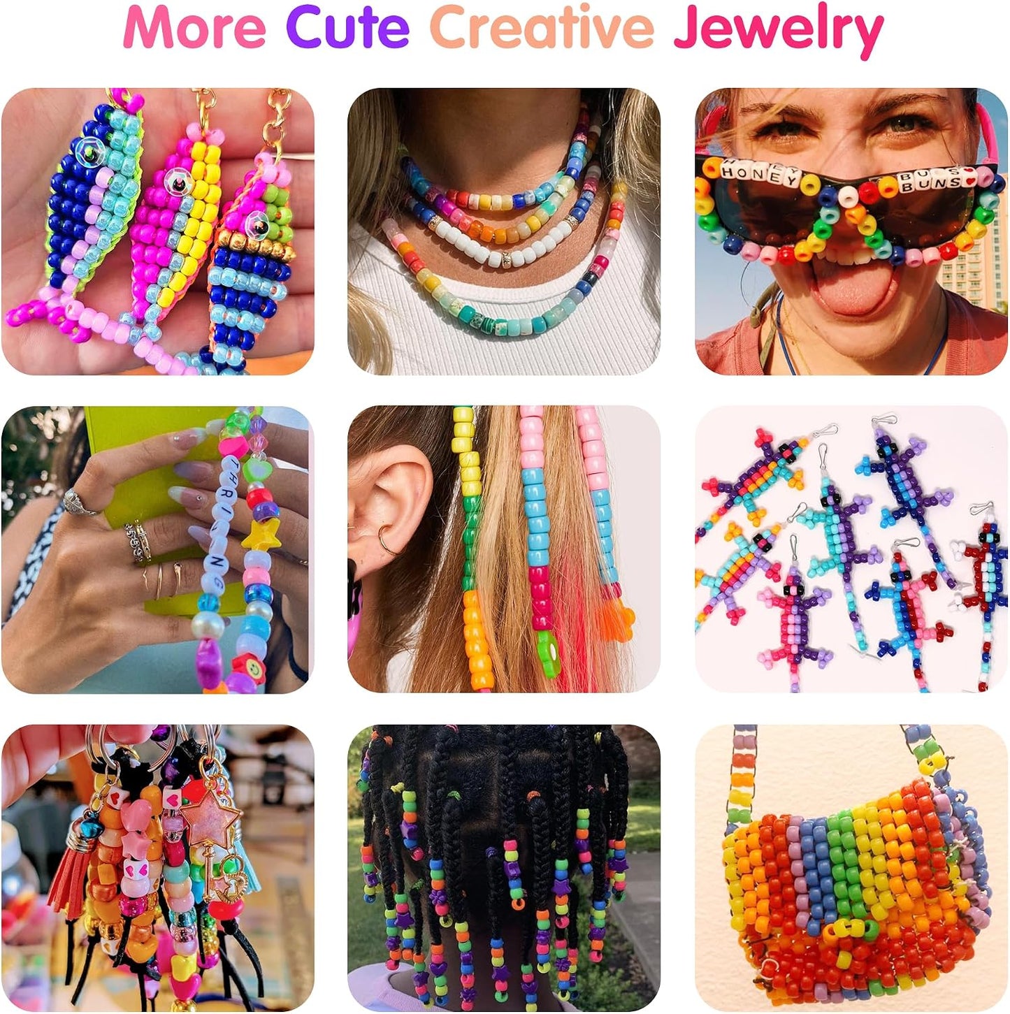 Pony Beads Kit - 5000 Pcs in 144 Colors | 6x9mm Kandi Beads for Friendship Jewelry & DIY Crafts